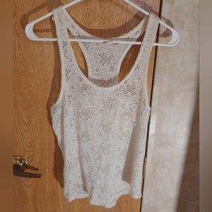 Off White Lace Tank Top - Large
